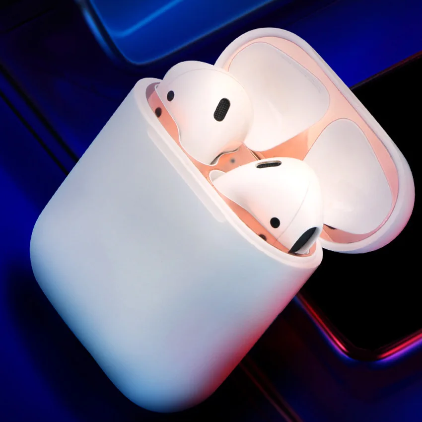 Для AirPods стикер ультра тонкий металлический пылезащитный стикер Защитная кожа для Air Pods 2 i12 i9s i7 металлический пылезащитный аксессуар