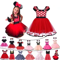 baby girl cute minnie mickey dress play clothing above knee toddler polka kid summer party tulle mouse dresses casual clothes