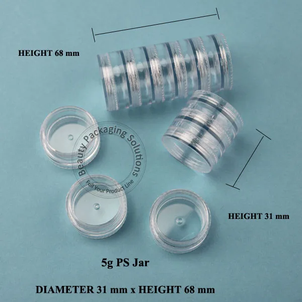 5set/lot Promotion 5g*5 PS Cream Jar Plastic Empty Cosmetic Container Makeup Canister Sample Sub-bottling Packaging | Красота и
