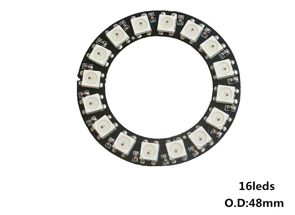 16 leds WS2812B пикселей цветное светодиодное кольцо 8 16 24; большие размеры 35-45, 128 бит светодиодный s WS2812 SK6812 5050 RGB светодиодный фонарь-кольцо света RGB LED со встроенным драйверы DC5V - Испускаемый цвет: 16 leds