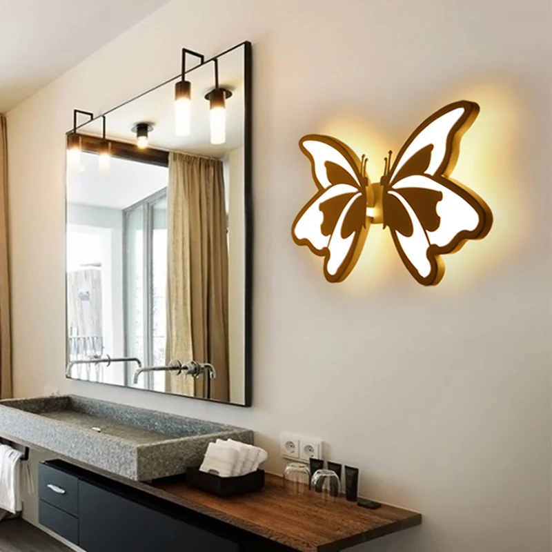 СВЕТОДИОДНЫЕ Акриловые Настенные светильники в виде бабочек для ванной комнаты