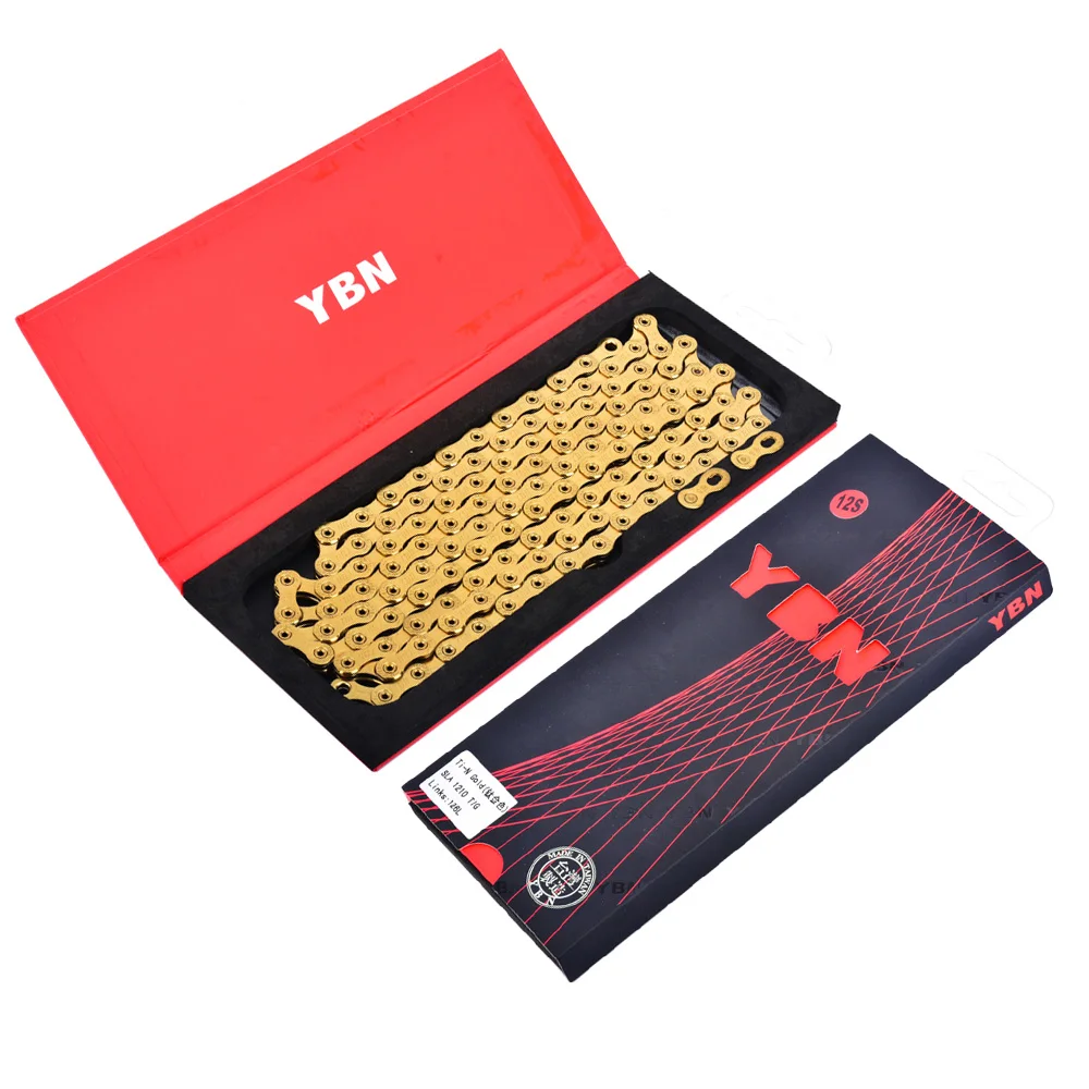 YBN SLA Ti Titanium Gold MTB цепь для дорожного велосипеда 12 Скоростей 126L звенья с