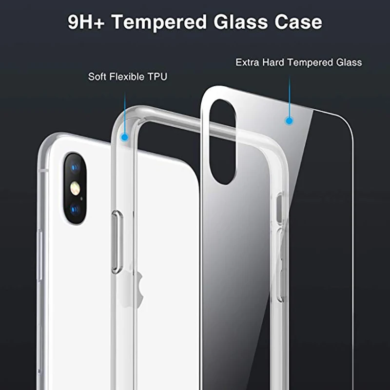 Чехол для iPhone XS Max задняя крышка из закаленного стекла 9 H устойчивый к царапинам