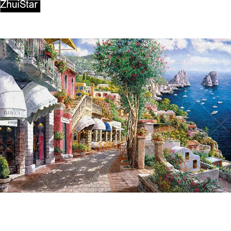 

Full Square/5D DIY Diamond Painting "Seascape City" Embroidery Cross Stitch Mosaic Home Decor Gift CJ11