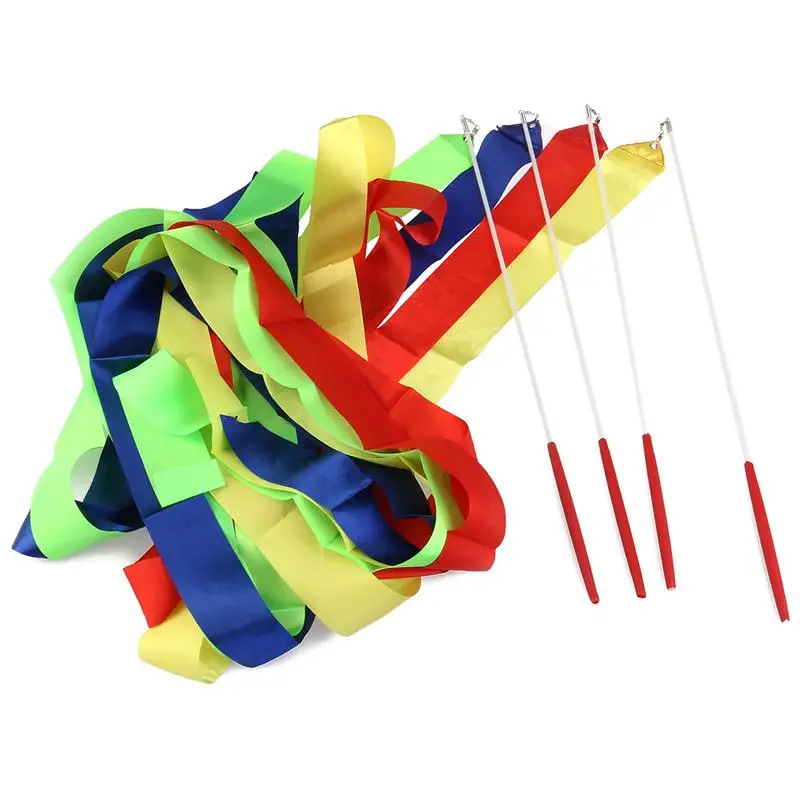 Ленты для гимнастики ритмики с пластиковыми ручками (случайный цвет) | Спорт и