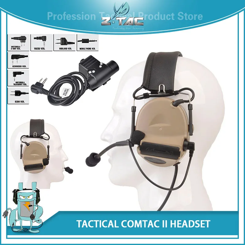 Военная гарнитура Z tactical softairpeltor Comtac ii с шумоподавлением для охоты разъемом U94 PTT