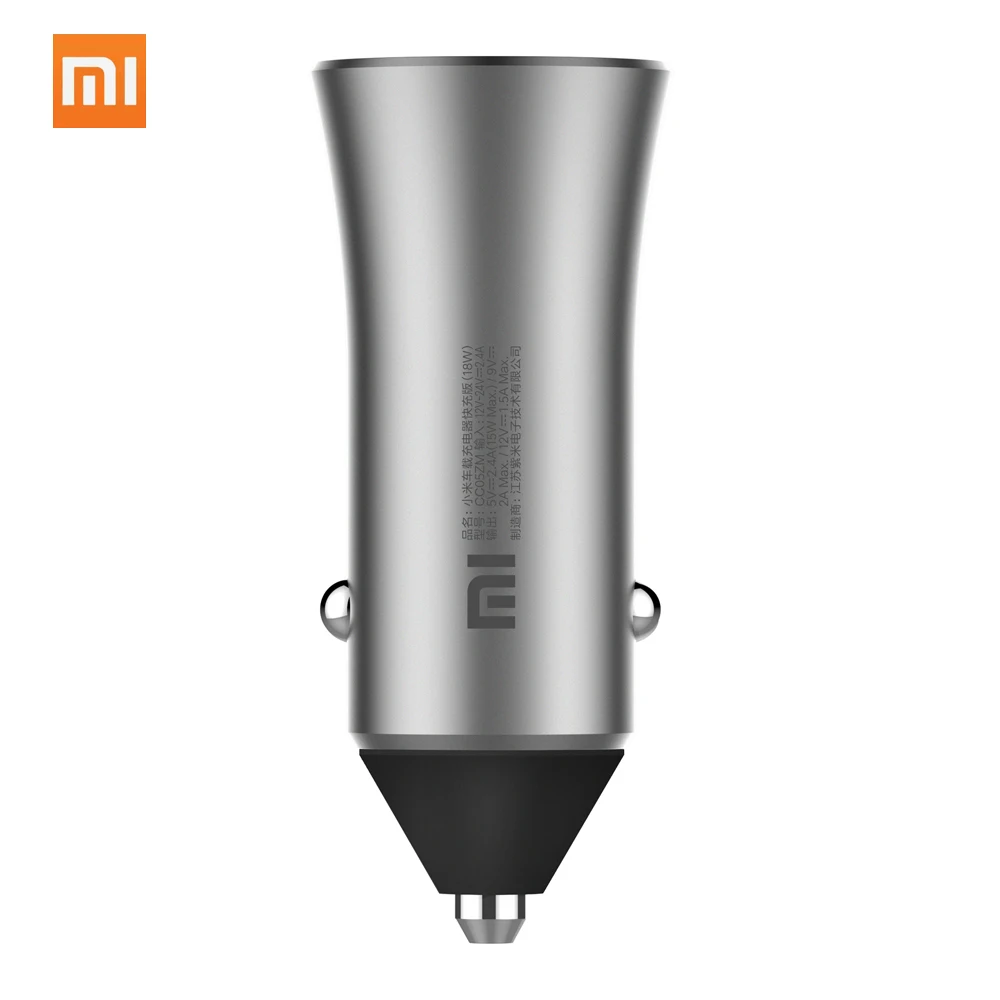 Серебристый Xiaomi автомобильное зарядное устройство 18 Вт двойной USB сигаретный светильник er адаптер Быстрая зарядка издание с светодиодный светильник советы для iPhone samsung - Цвет: Серебристый