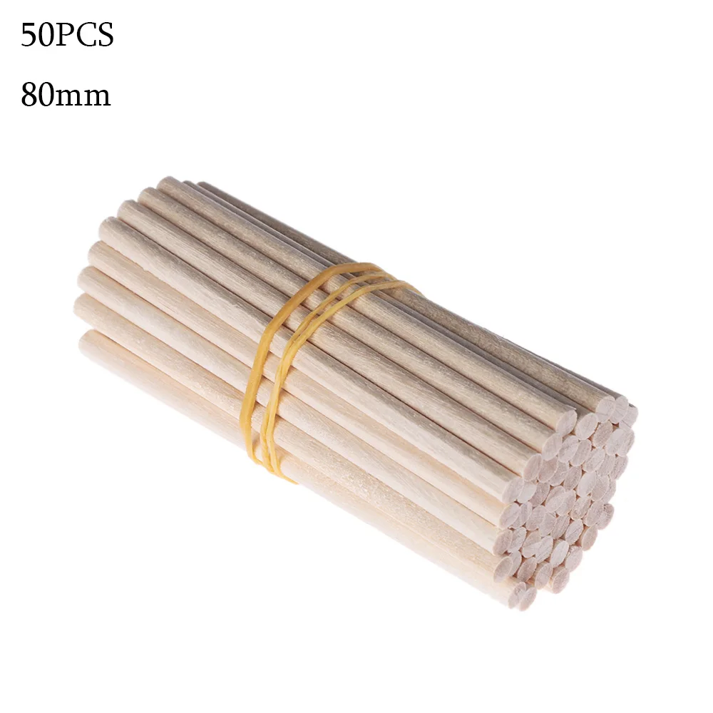 50pcs-80mm 50 шт. Детские DIY круглые деревянные палки украшения для детей ручной работы материал незавершенная деревянная заготовка для рукоделия деревянная модель - Цвет: 50pcs-80mm