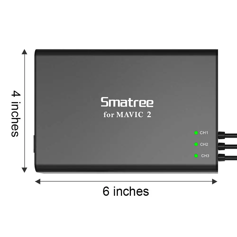 Smatree 5 в 1 быстрое зарядное устройство концентратор для DJI Mavic 2 Pro/Zoom(зарядка 3 батареи одновременно) с адаптером питания батареи