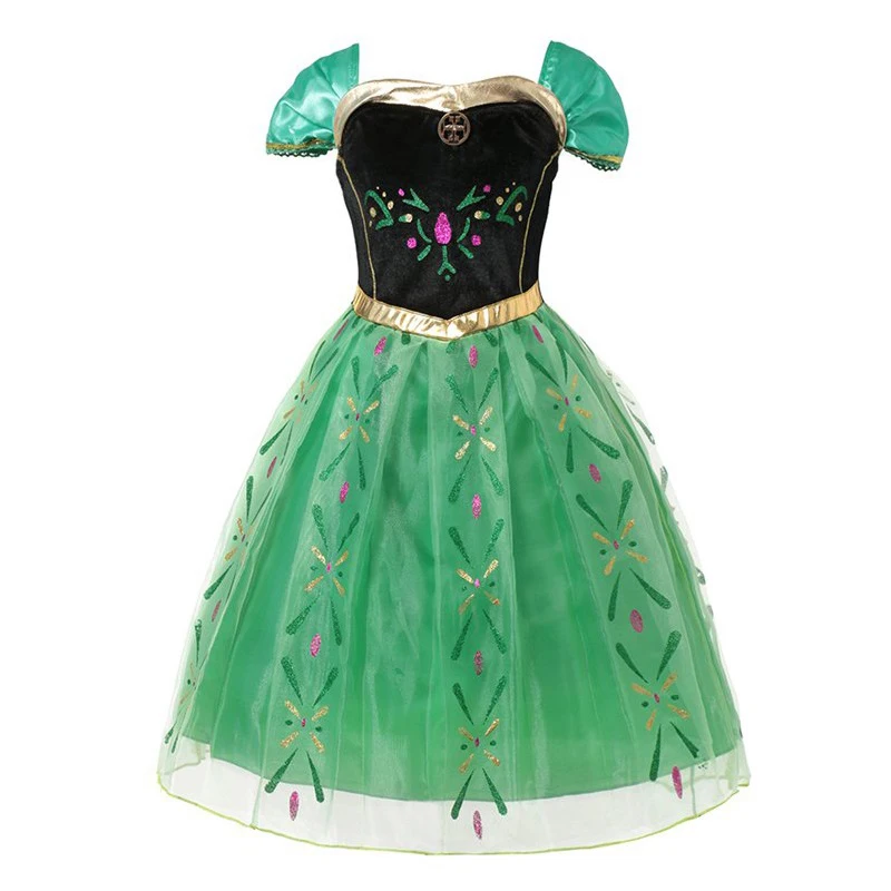 Princess Anna ZT603 PaMaBa/Детская зеленая летняя одежда принцессы Анны; маскарадный костюм принцессы и лягушки тианы; платья Спящей красавицы Рапунцель для девочек - Цвет: Princess Anna ZT603