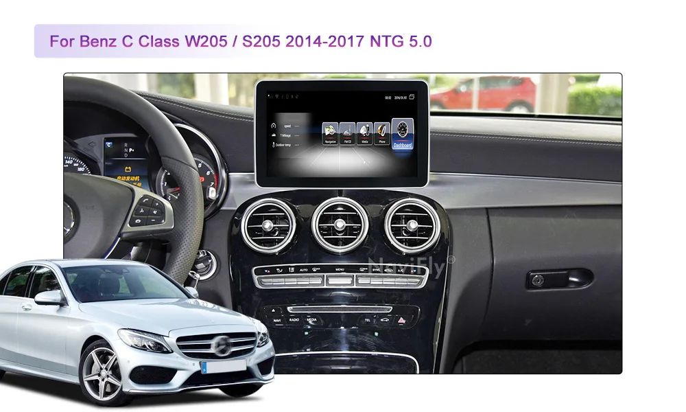 Navifly Android автомобильный мультимедийный плеер для Mercedes Benz C Class W205 S205- совместим с оригинальной информацией об автомобиле