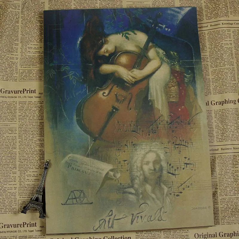 Уютный момент классическая музыка инструменты Винтаж Плакат народная музыка фортепиано бас скрипка труба украшение стены живопись QT371 - Цвет: Фиолетовый