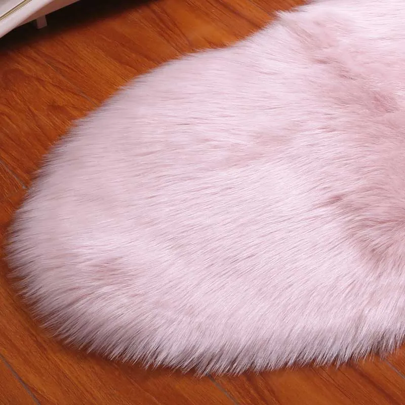 pink Коврик из искусственного меха овчины круглый напольный коврик для гостиной искусственный шерстяной плюшевый ковер мягкий прикроватный Противоскользящий коврик Alfombra - Цвет: pink