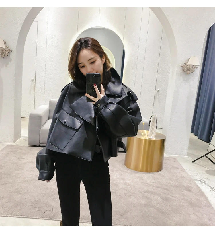 Женские Coat2019Autumn зимние; из овечьей кожи; женские Куртки из натуральной кожи из натуральной овечьей кожи короткие женские туфли больших размеров