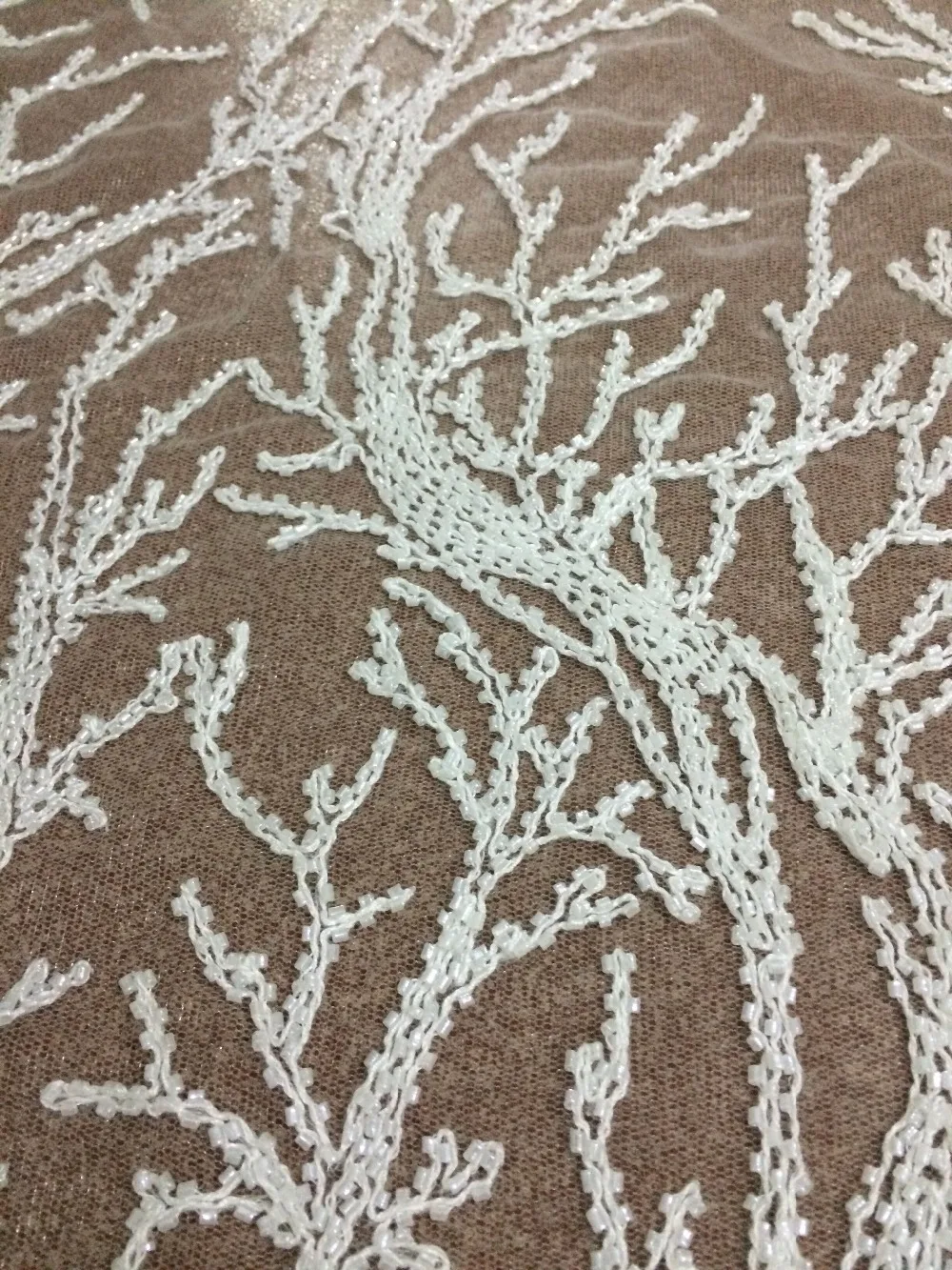fashionable tulle embroidery french net lace fabric Cyndi-8846 with beads for party dress | Дом и сад