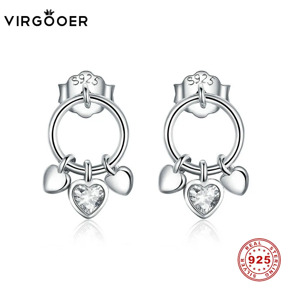 Virgooer серебро 925 пробы подвеска Шарм в виде сердца цирконевые сережки шпильки с