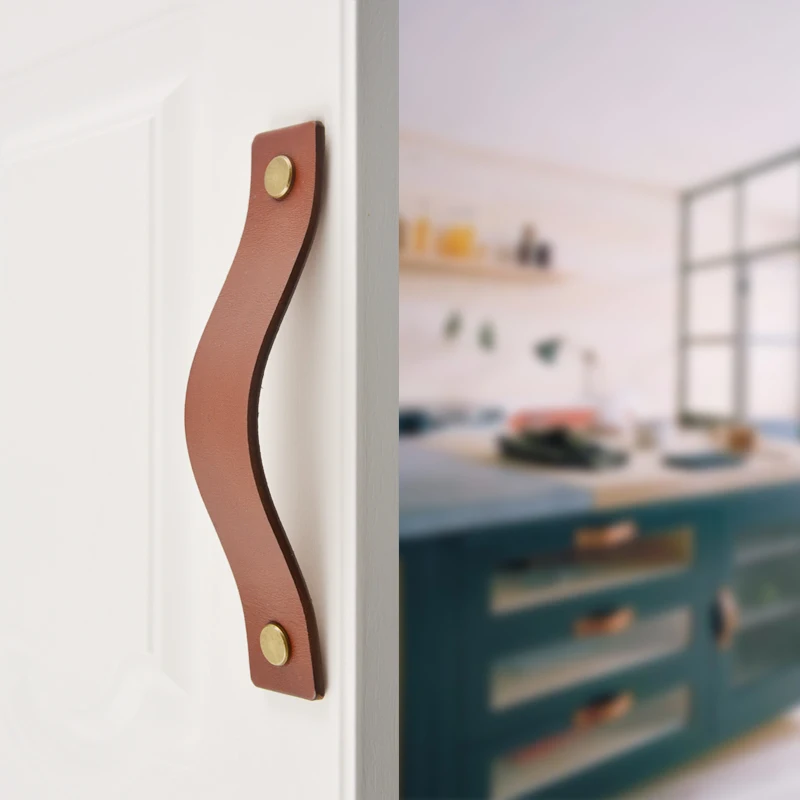 1 шт. ручки для шкафа кожаные комоды круглые ящиков дверные коричневая