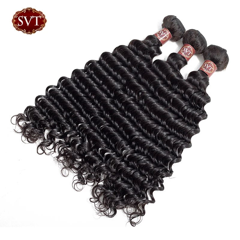 SVT волосы глубокая волна пряди с закрытием 4 шт./лот 8-26 &quotсредний коэффициент