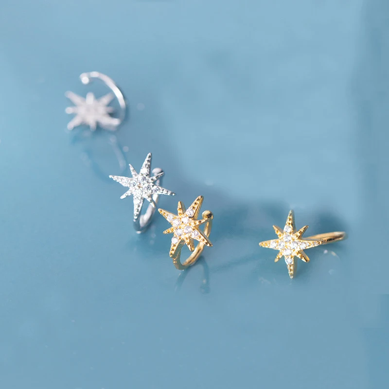 Серьги-манжеты из стерлингового серебра 925 пробы с фианитами серебряные клипсы |