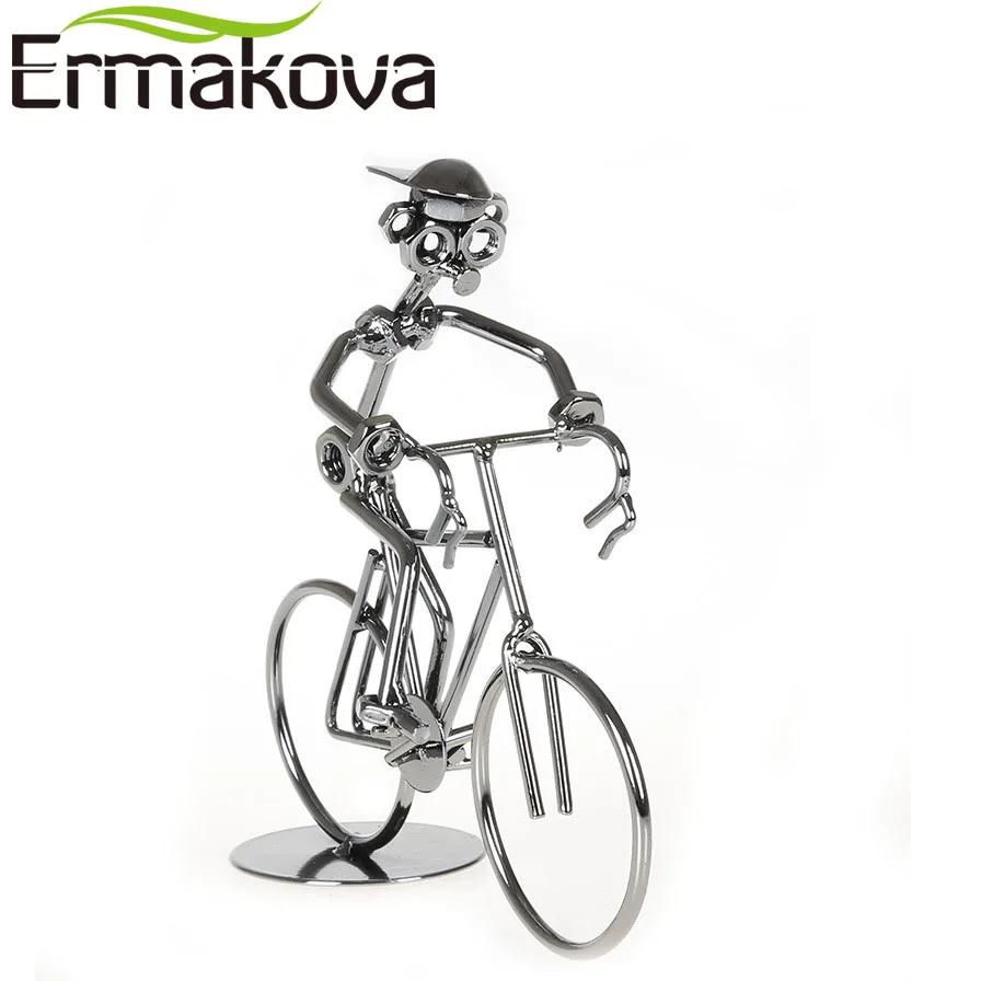 ERMAKOVA 7,"(19 см) металлическая скульптура велосипедиста Статуэтка велосипедиста статуя велосипедиста велосипедный гонщик ручной пайки Декор для дома и офиса