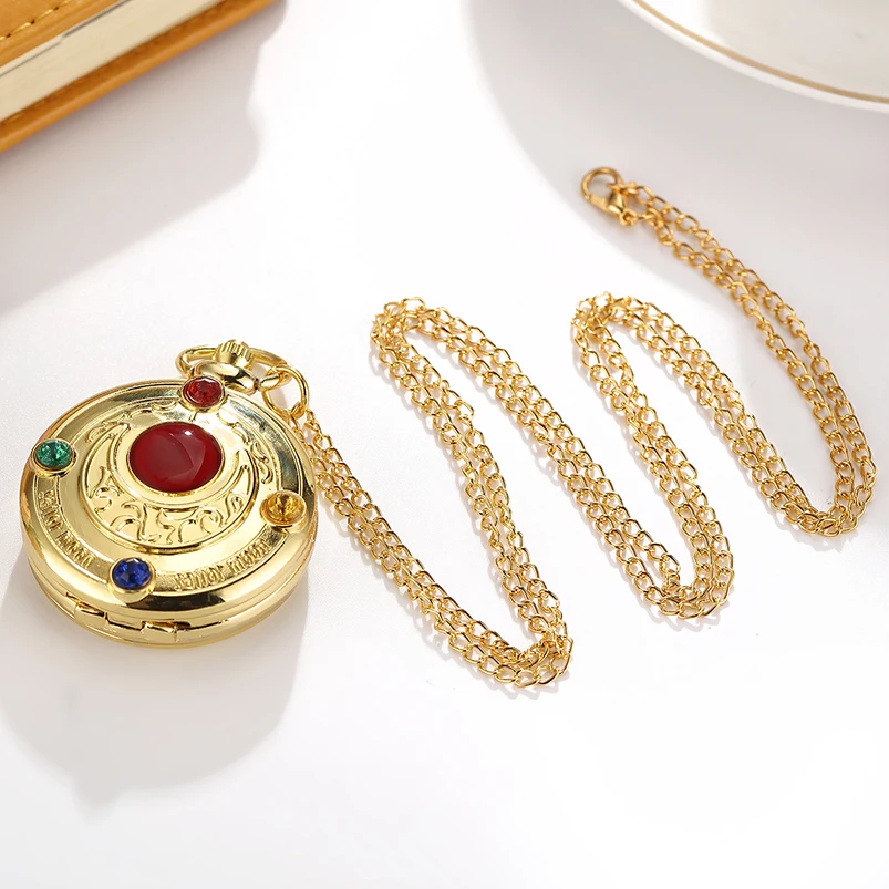 Милые Роскошные золотые карманные часы Аниме Сейлор Мун с цепочкой модные
