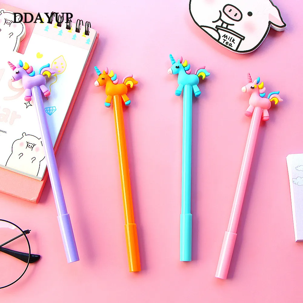 4 шт./лот милые радужные гелевые ручки в виде единорога Корейская креативная