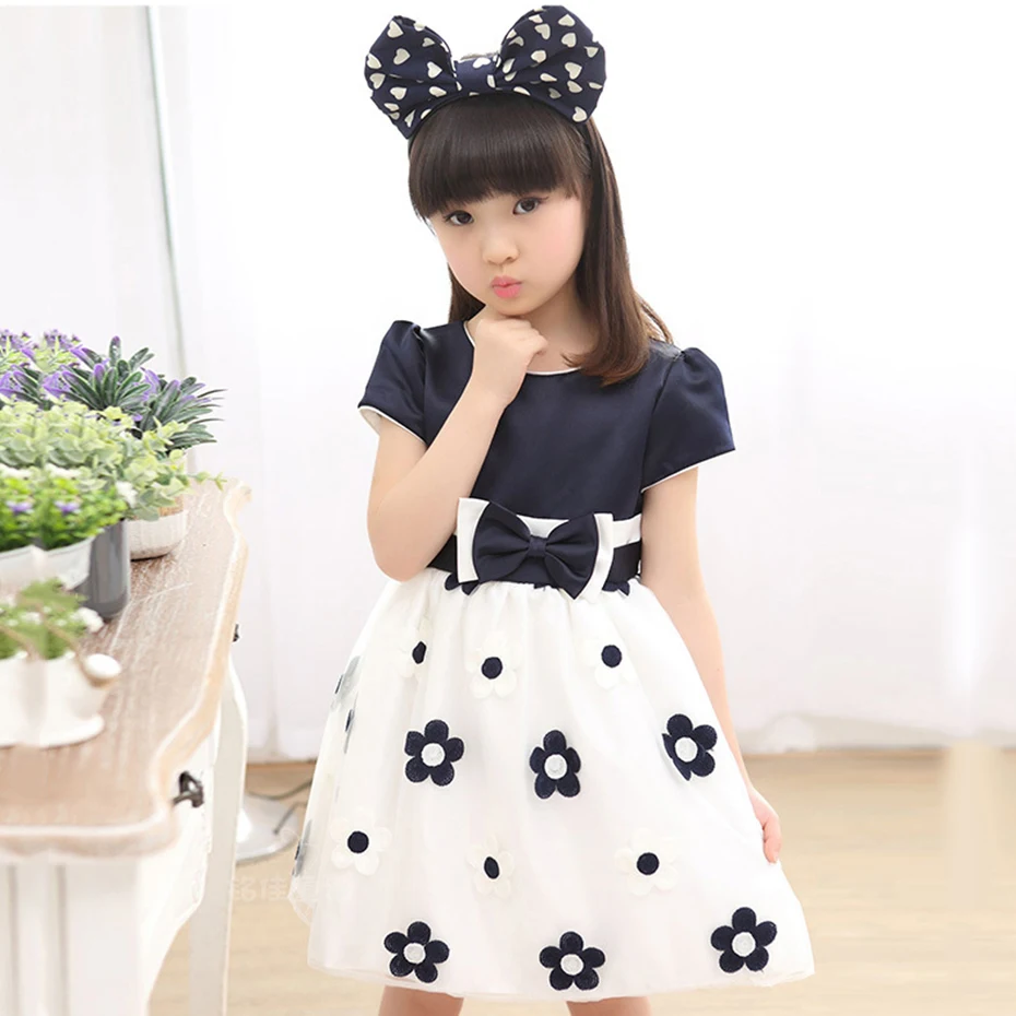 Floral Dress For Girls 2020 Summer Mesh Bow Kids Clothes Children's Spring Teen Clothing 6 8 12 Years | Детская одежда и обувь