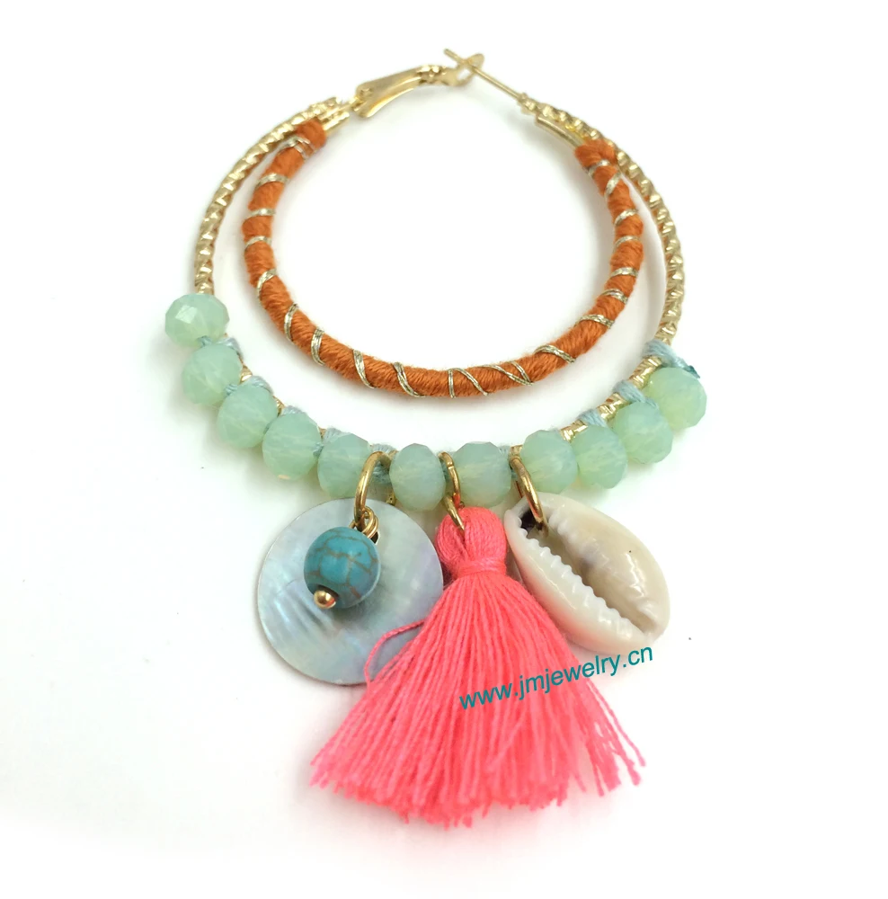 Оптовая продажа Этническая бижутерия ручной работы Винтажные висячие серьги с