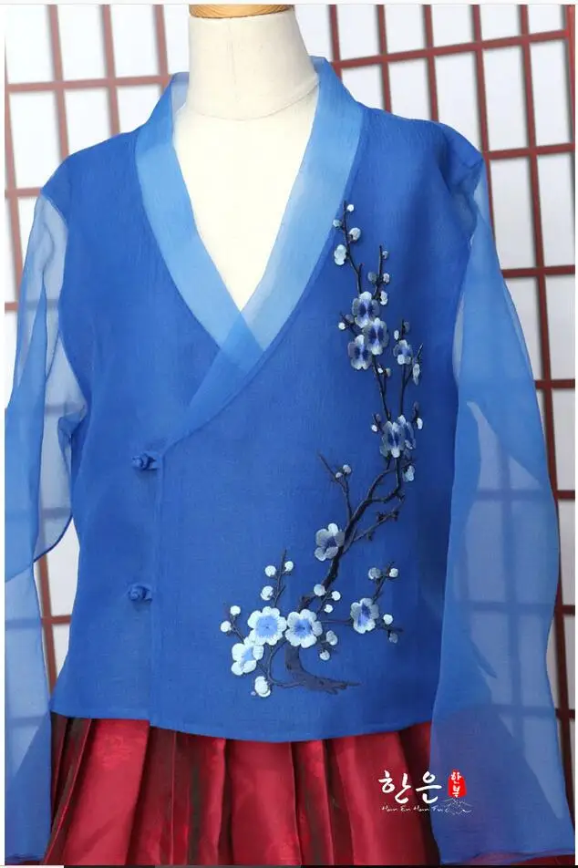 2020 New Fahion Blue Modern Hanbok Fushion Korean Traditional Dress Modernized Gift |
