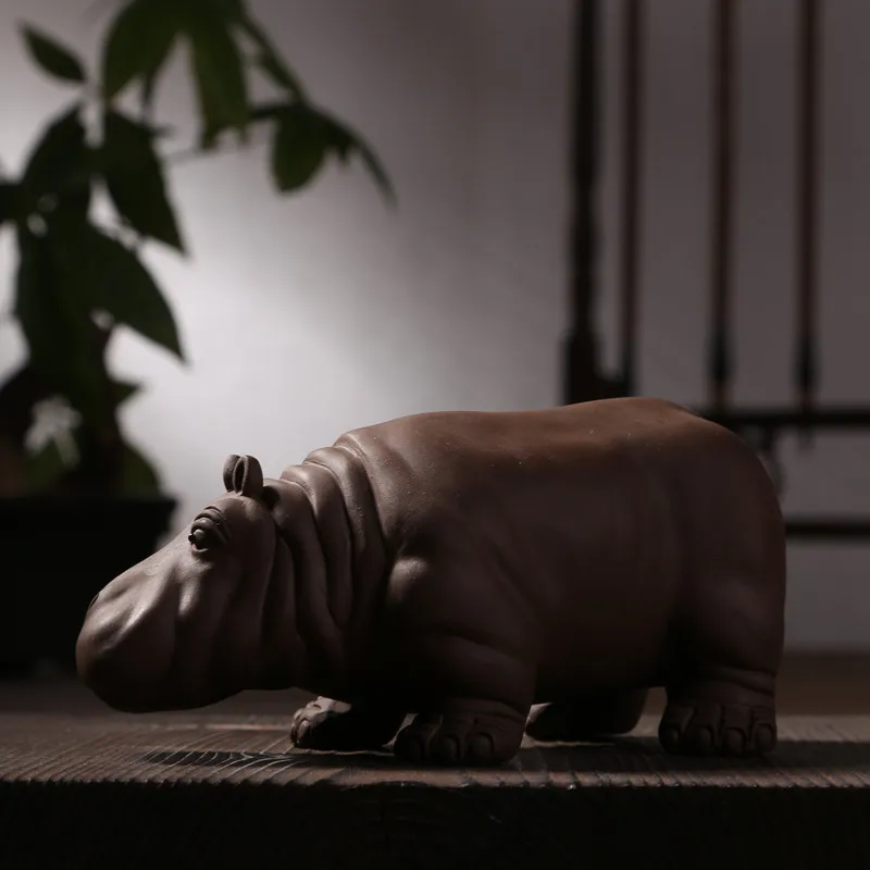 Аутентичные Yixing фиолетовая глина бутика Hippo чайные животные для украшения