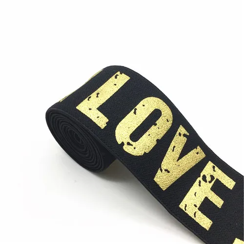 4cm LOVE golden 40 мм золотые серебряные полосы Эластичные ленты 4 см эластичные ленты сумки для одежды брюки эластичная резиновая тесьма DIY Швейные аксессуары 1 м - Цвет: 4cm LOVE golden