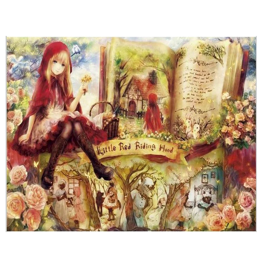 

Алмазная вышивка Красная Шапочка 5D "сделай сам", алмазная живопись, 3d изображение, вышивка крестом, Алмазная мозаика, мазайка, искусства, Z766