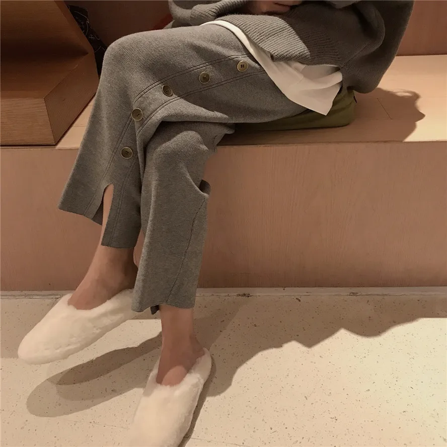 2019 autumn and winter loose solid color knitted warm sweater women sweaters pullovers (R3391) | Женская одежда