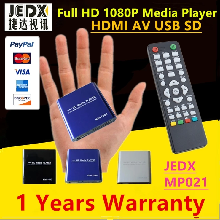 JEDX MP021 1080p Full HD ультра портативный цифровой медиаплеер для usb накопителей и sd карт