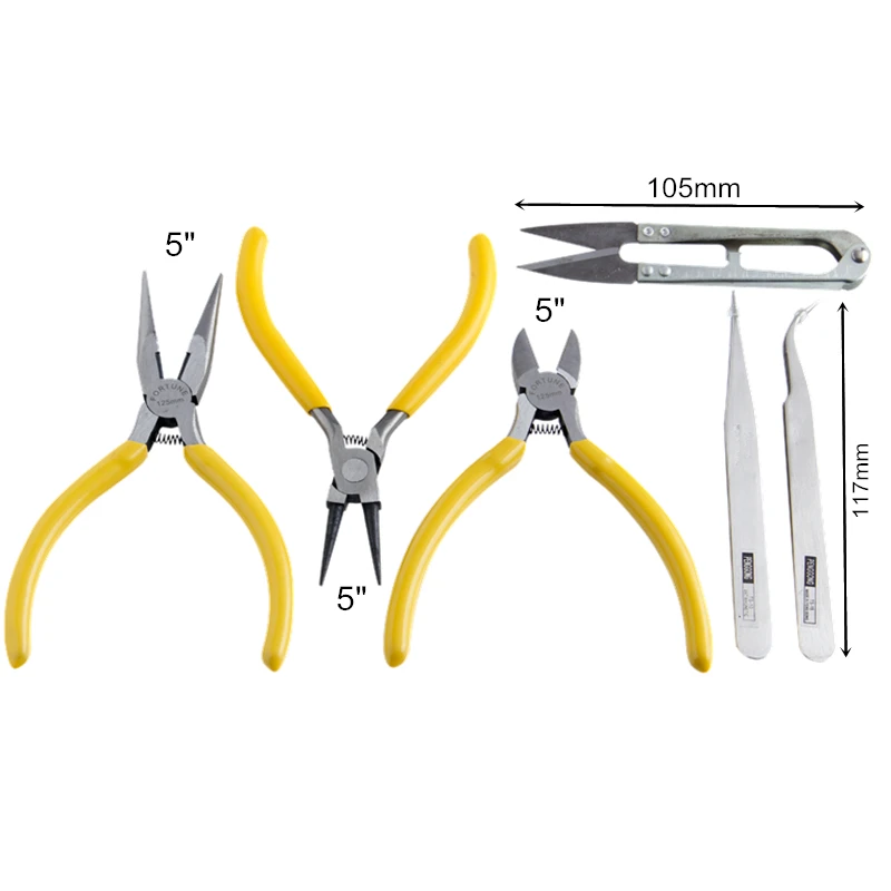 7 шт. плоскогубцы для ювелирных изделий Длинные с пинцетом ножницы