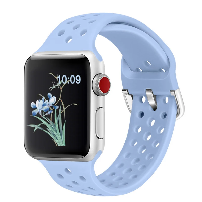 Совместимый резиновый ремешок для Apple Watch 4 5 40 мм 44 мм мягкий силиконовый спортивный дышащий ремешок для iWatch серии 5 4 3 2 1 38 мм 42 мм - Цвет ремешка: Color 5