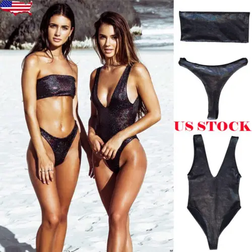 Женский купальник с блестками и чашками пуш ап|Купальники| |