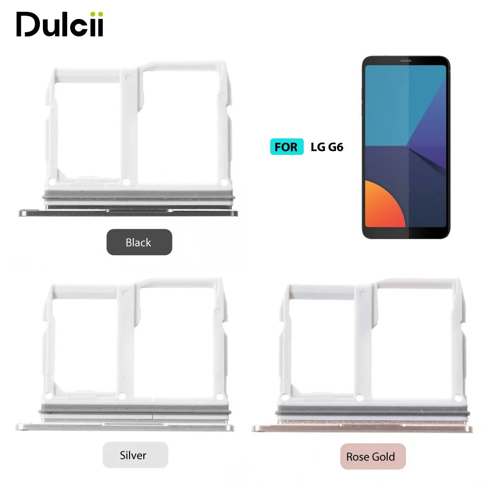 Dulcii для LG G 6 OEM SIM/Micro SD лоток держателя карты заменить часть G6 black rose цвета: