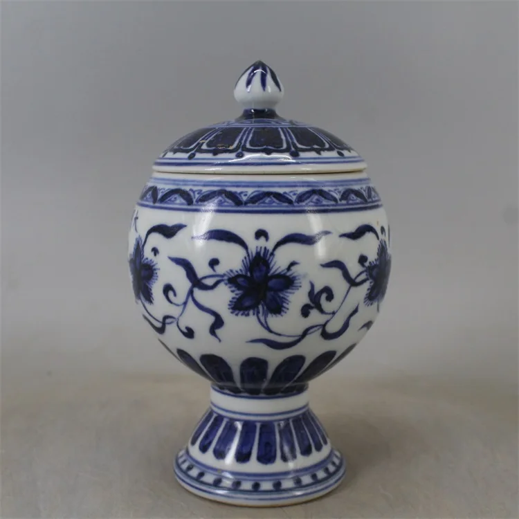 Античный фарфоровый горшок MingDynasty синий и белый ручная роспись украшение для