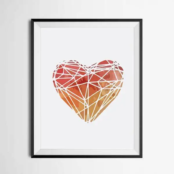 Акварель сердце холст искусство печать плакат настенные картинки для украшения