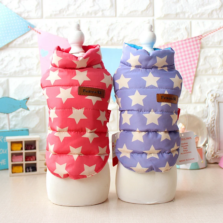 Милая одежда со звездами для домашних животных зимнее пальто йоркширских собак