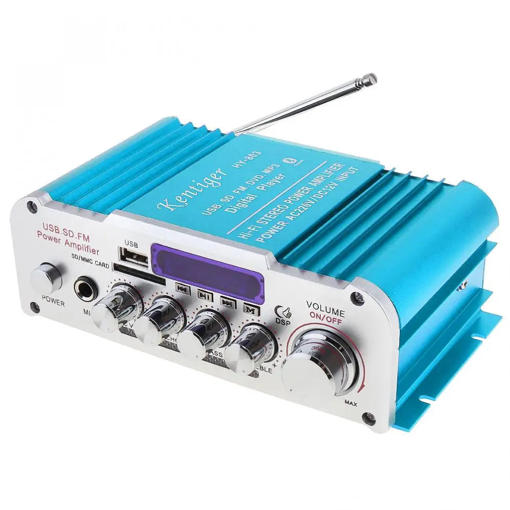 Универсальный DC12V/AC220V/AC110V 2CH Hi-Fi Bluetooth автомобильный аудио усилитель fm-радио плеер Поддержка SD/USB/DVD/для автомобиля мотоцикла дома