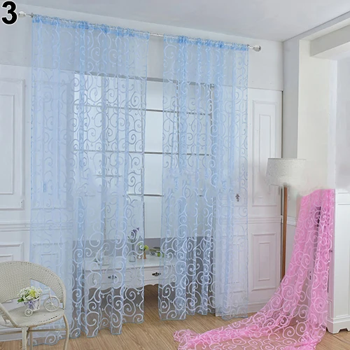 Romantic Floral Vine Voile Tulle Door Window Curtain Fabrics Organza Sheer Panel Treatment Drop Shipping | Дом и сад