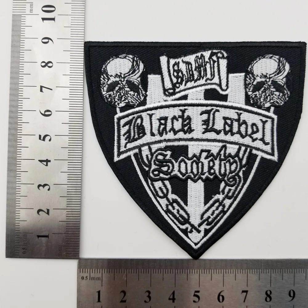 Блэк лэйбел Общество Музыка Щит вышитые патч для Motorcycle Club байкер аппликация