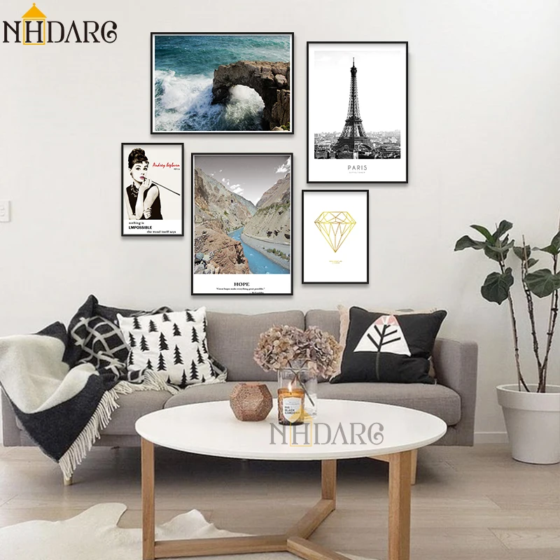 

Nordic Modern Seascape Landscape Audrey Hepburn Home Decor Paintings Posters Canvas Prints Art Wall Pictures for Living Room