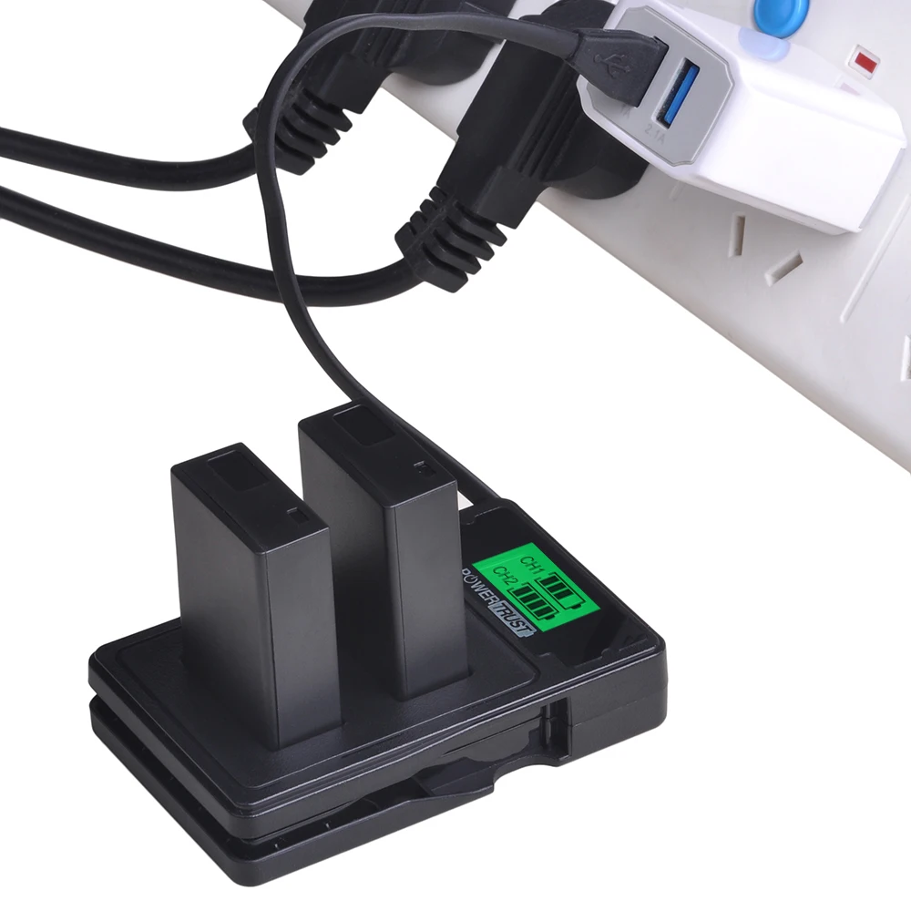 Внешний аккумулятор для камеры 1 шт. + двойное зарядное устройство USB с ЖК-дисплеем