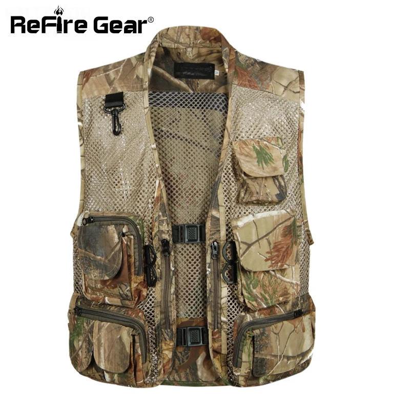 

Summer Tactical Camouflage Mesh Vest Men Breathable Multi Pockets Camo Vest Shooting Waistcoat Sleeveless Jacket Casual Vests