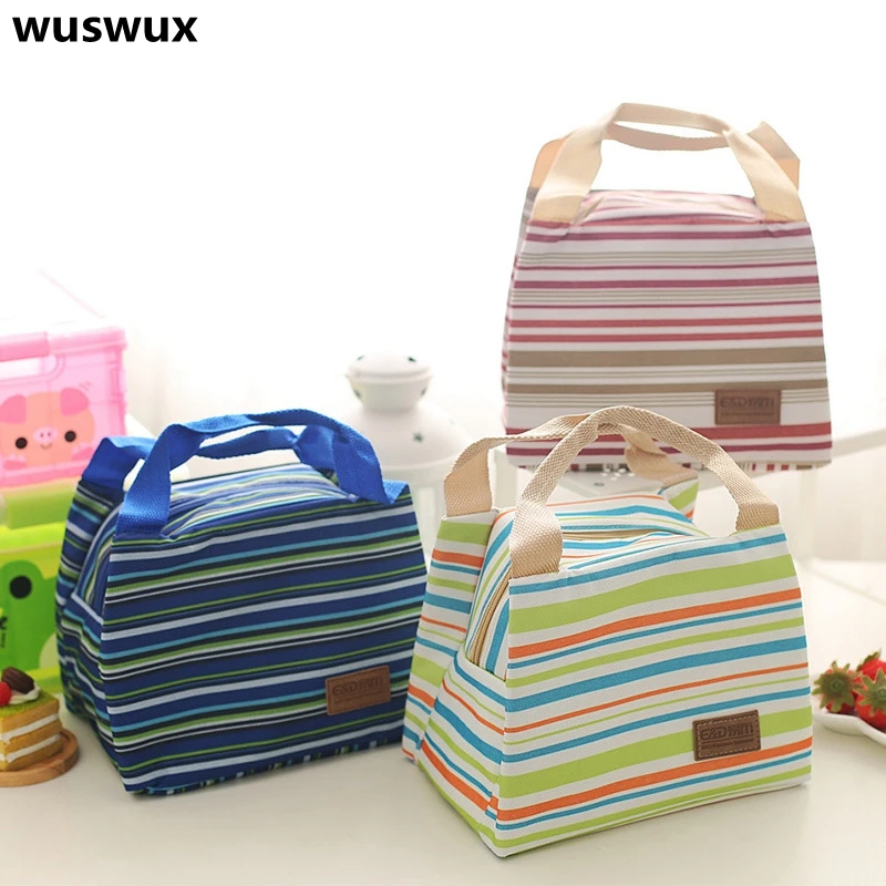 Новая модная мультяшная полосатая портативная детская изолированная сумка для