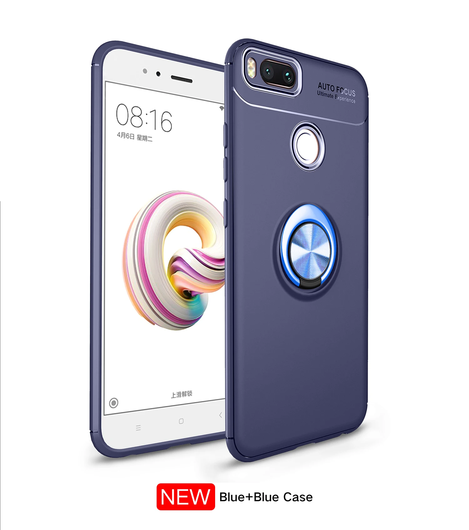 360 с кольцом-держателем для Xiaomi mi A1 чехол mi A1 мягкий из термопластика силиконовый чехол для Xiaomi mi 5x A1 тонкий полная защита на заднюю панель для телефона - Цвет: blue ring blue case