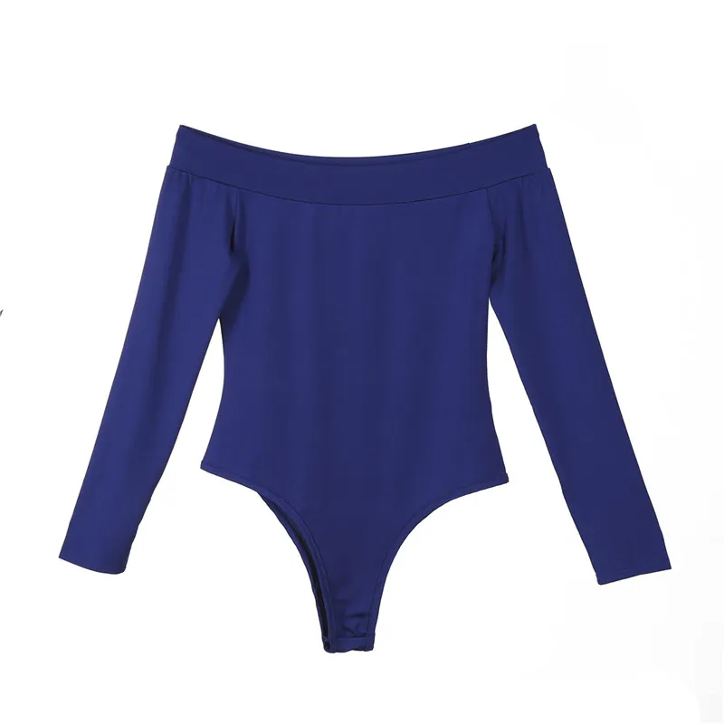 

New autumn Women ladies long sleeve Bodycon Bodysuits Off Shoulder solid slim sexy bodysuits short overalls
